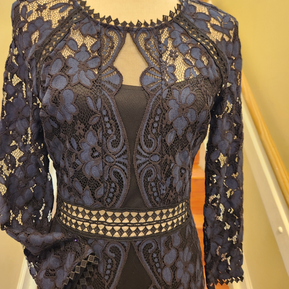 RACHEL Rachel Roy Navy Lace Long Sleeve Dress - Picture 7 of 12